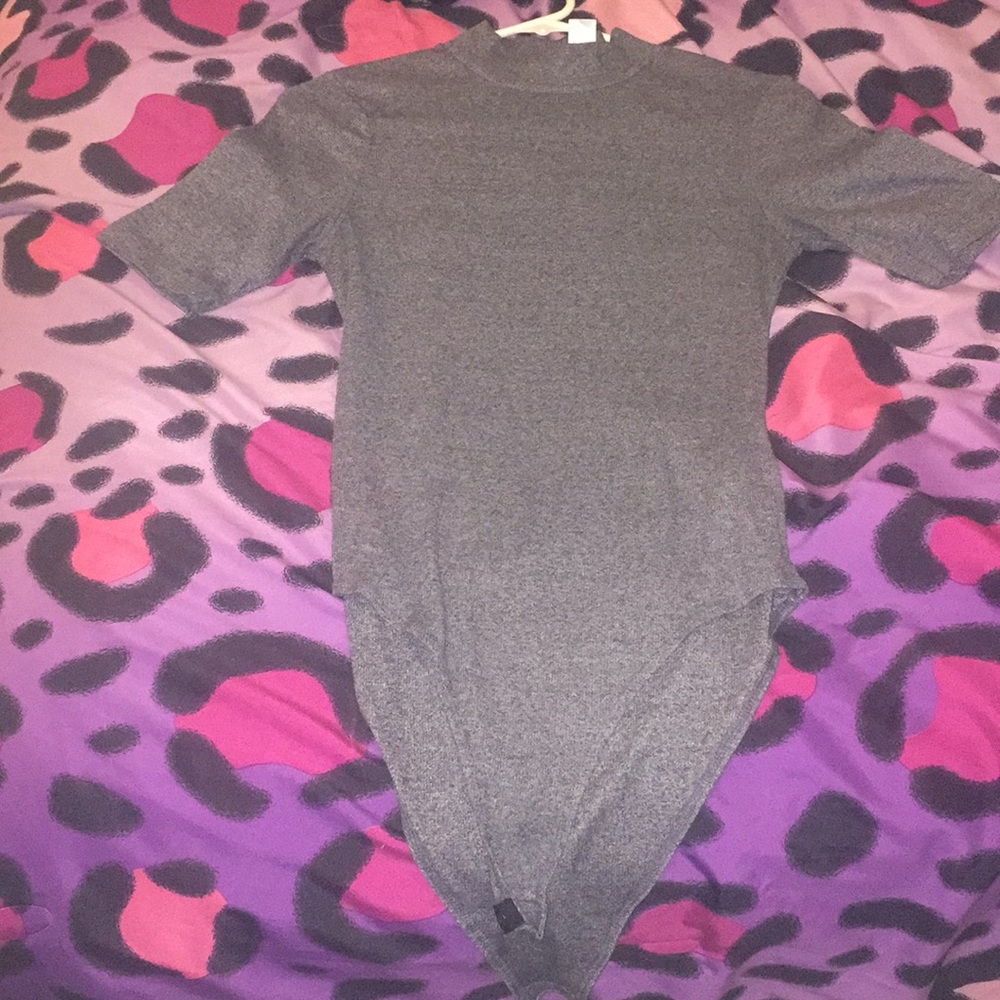 Grey turtleneck bodysuit
